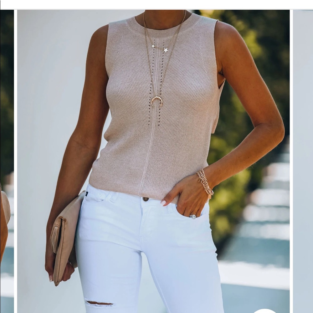 VICI ELLIE SLEEVELESS KNIT TIE TOP - BLUSH